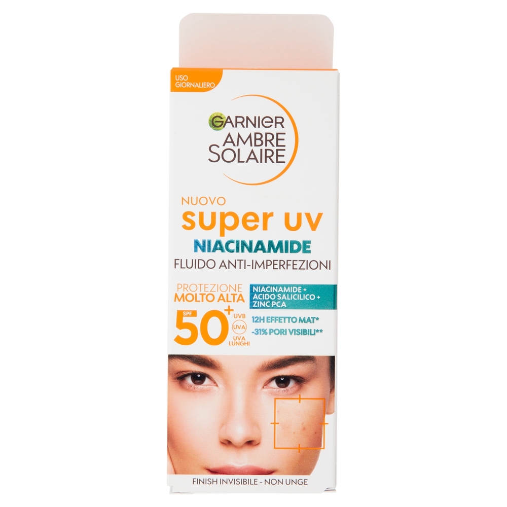 Garnier Ambre Solaire Fluido Anti Imperfezioni alla Niacinamide SPF50 40 ml